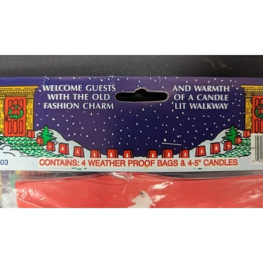Luminaria Kit Bags & Candles Christmas Decorations Red,White Tree Design 12 Bags
